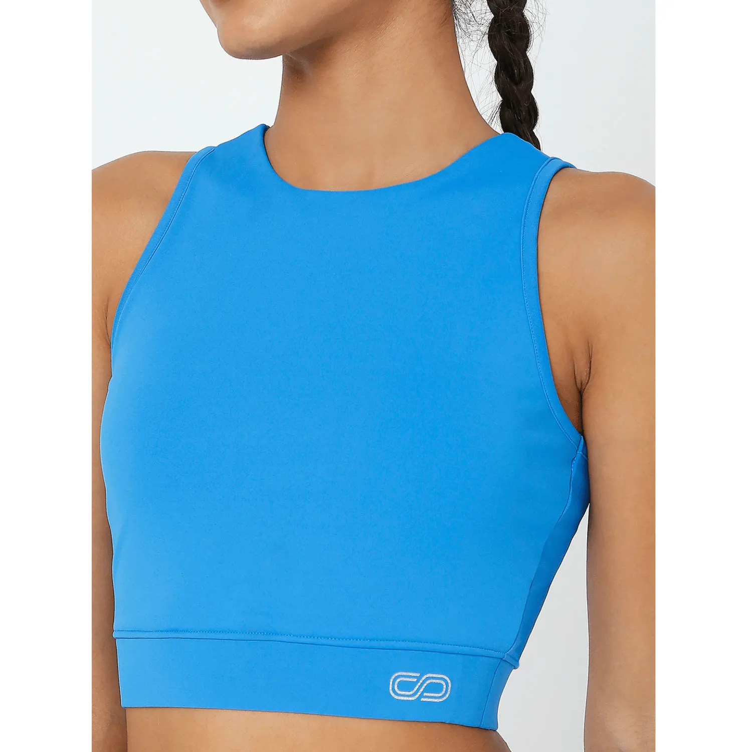 Padded Cross Back Crop Top Electric Blue