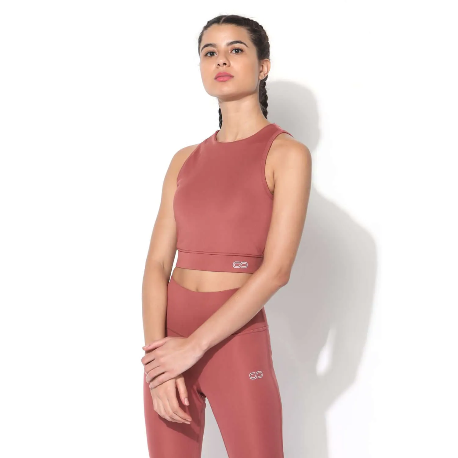 Padded Cross Back Crop Top Marsala