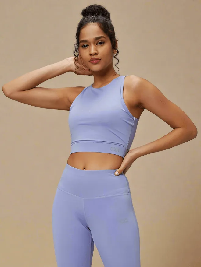 Padded Cross Back Crop Top Periwinkle