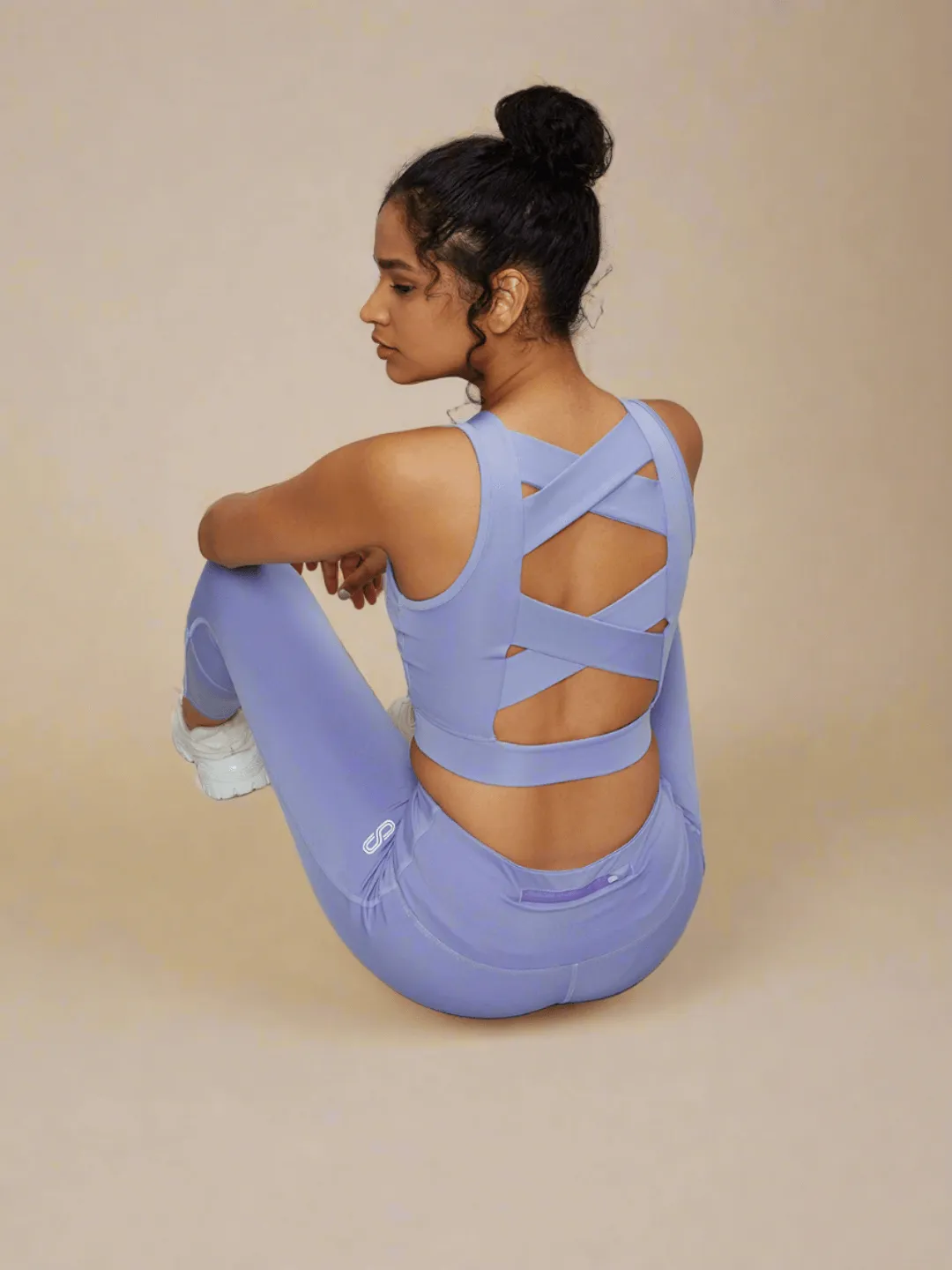 Padded Cross Back Crop Top Periwinkle