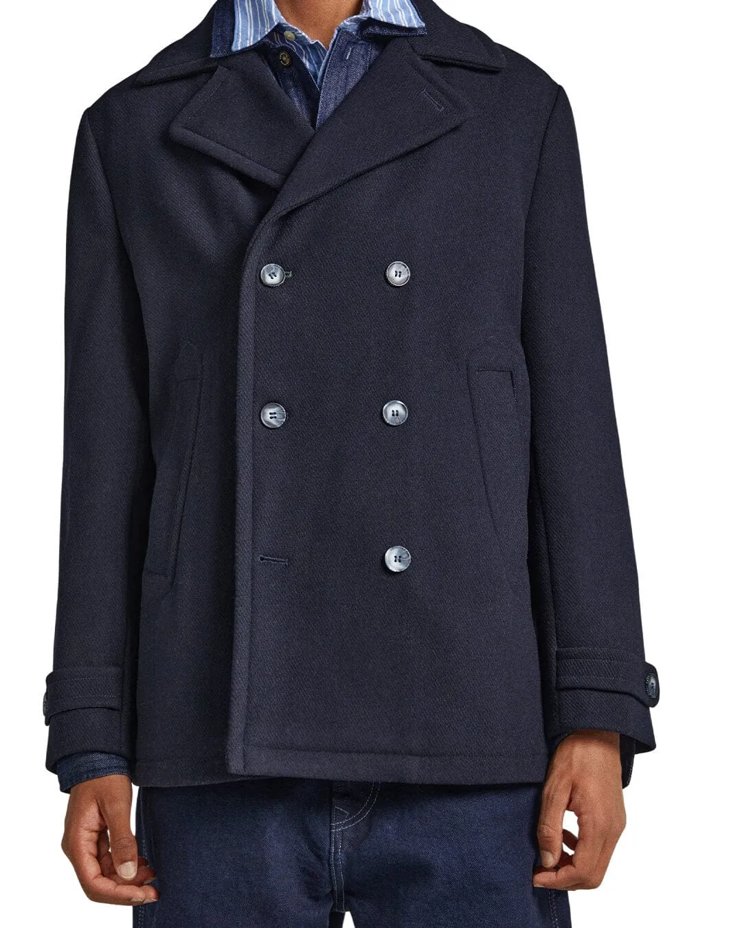 Pepe Jeans Navy Double Breasted Coat