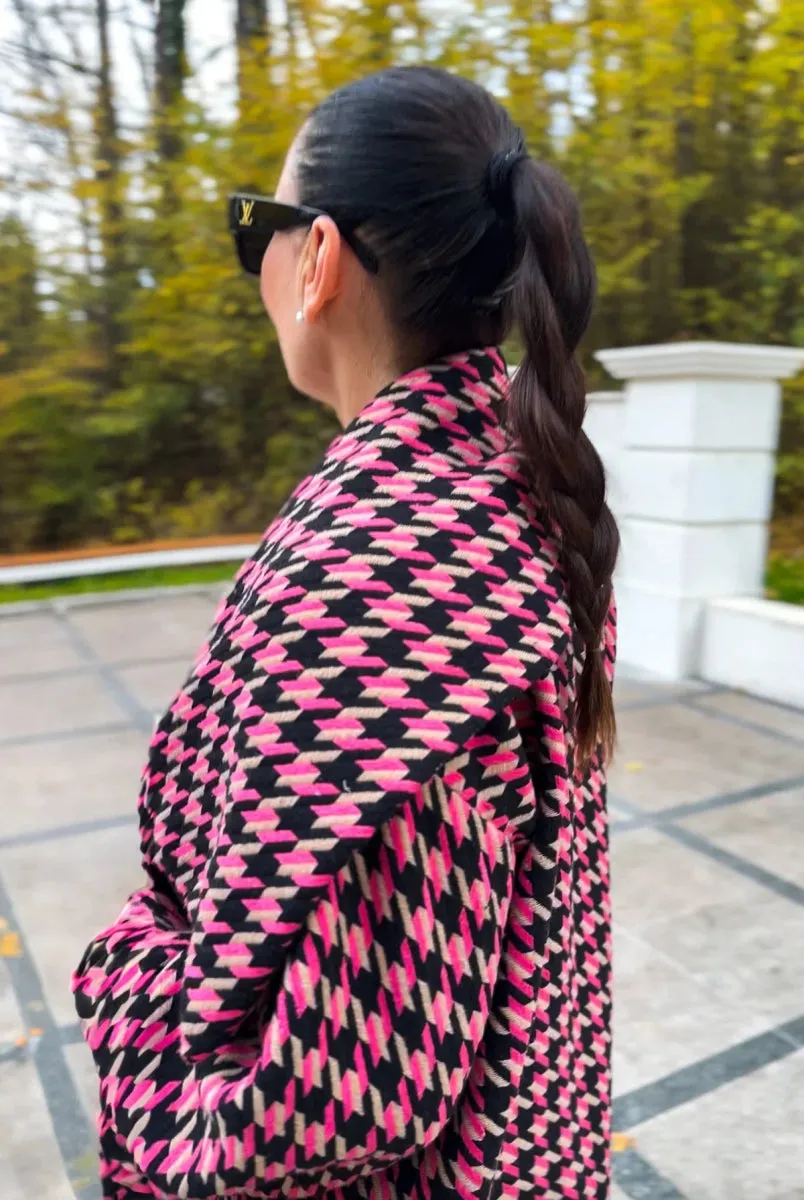 Pink Houndstooth Coat OFELIA