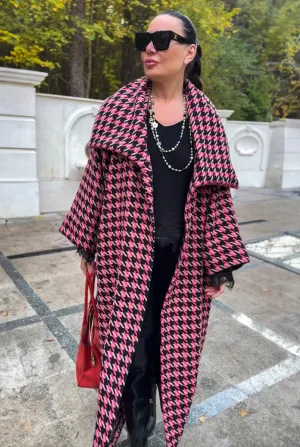 Pink Houndstooth Coat OFELIA