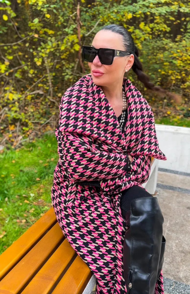 Pink Houndstooth Coat OFELIA