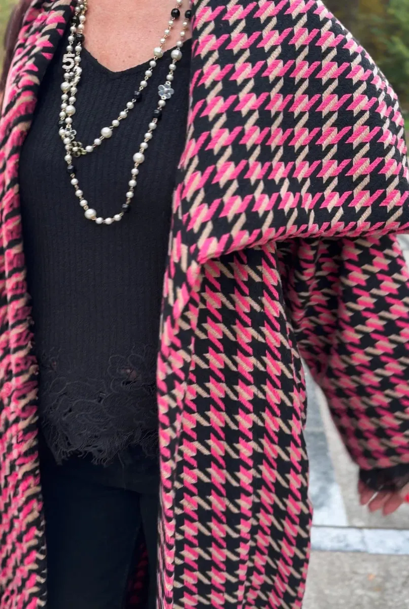 Pink Houndstooth Coat OFELIA