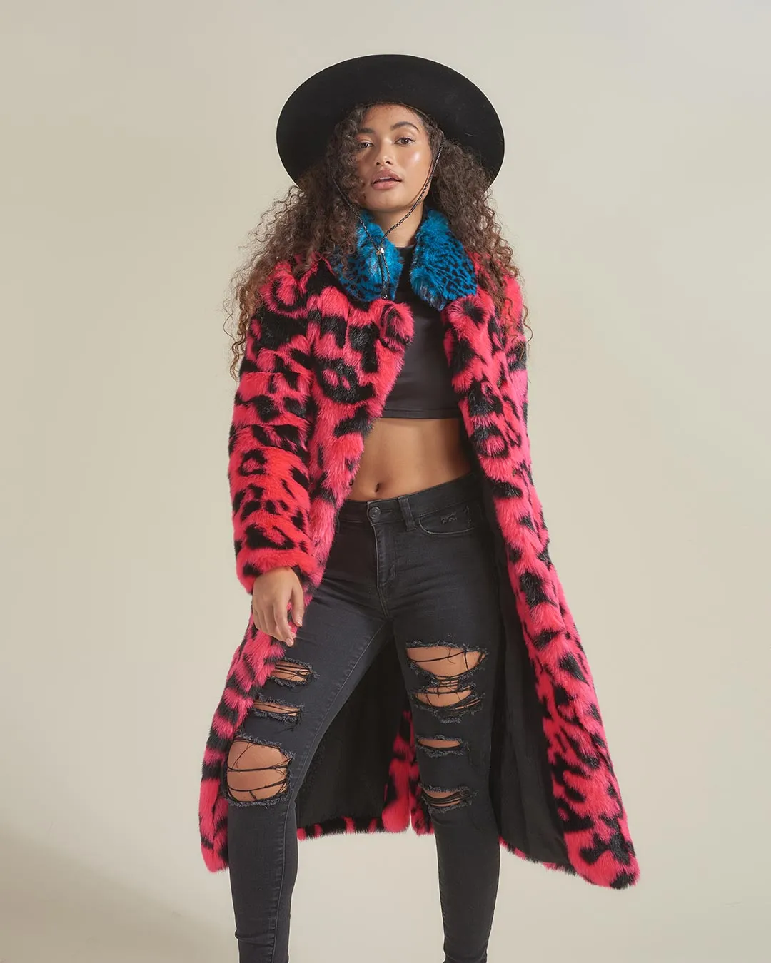 Pink Panther Calf Length Faux Fur Coat | Women's