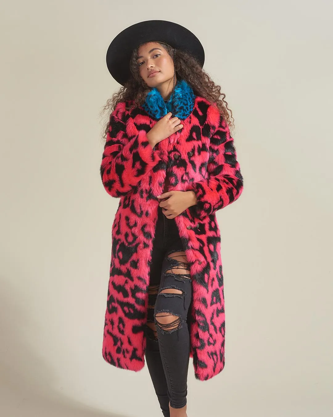 Pink Panther Calf Length Faux Fur Coat | Women's