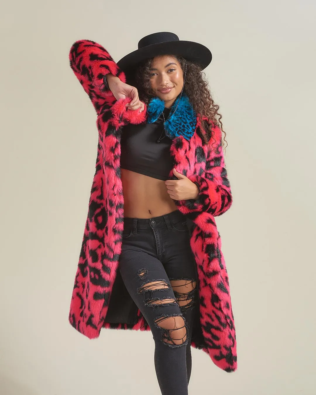 Pink Panther Calf Length Faux Fur Coat | Women's