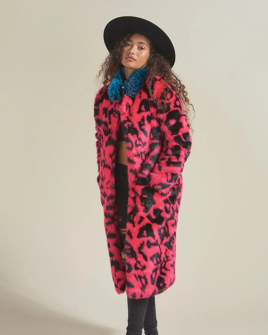 Pink Panther Calf Length Faux Fur Coat | Women's