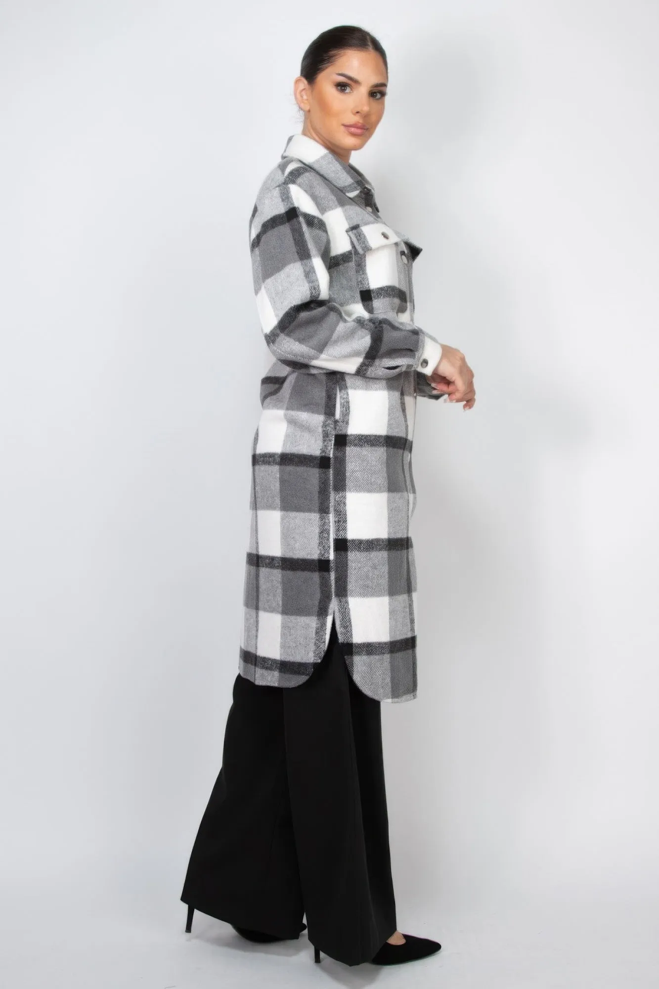 Plaid Buttoned Shacket Coat | 3 COLORS