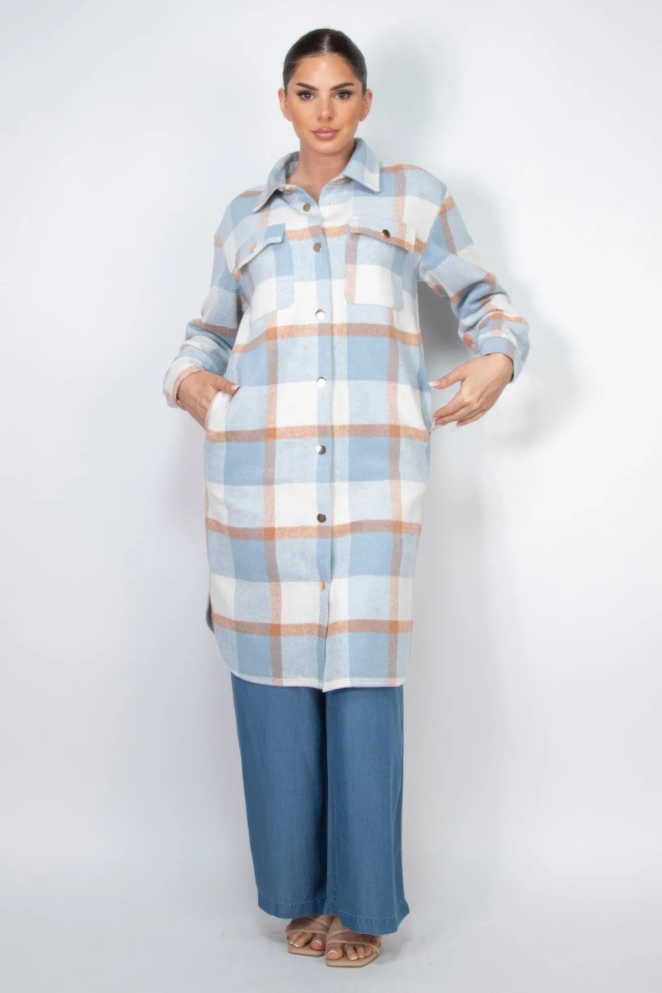 Plaid Buttoned Shacket Coat | 3 COLORS