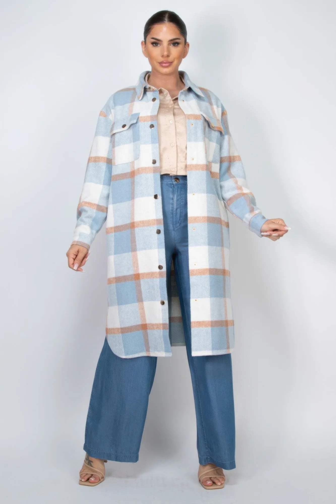 Plaid Buttoned Shacket Coat | 3 COLORS