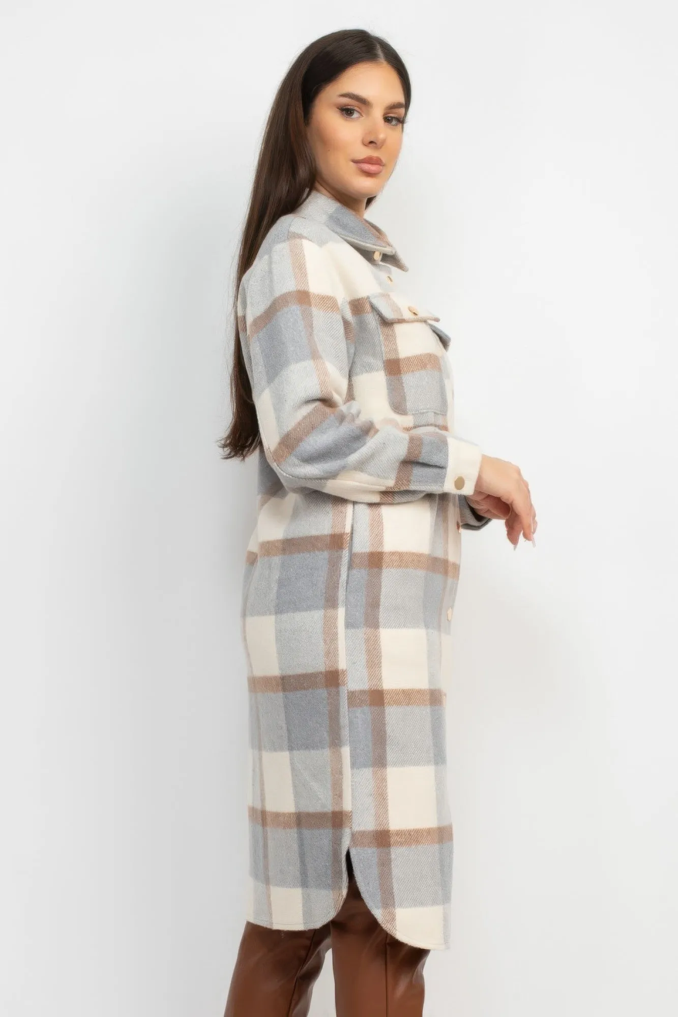 Plaid Buttoned Shacket Coat | 3 COLORS