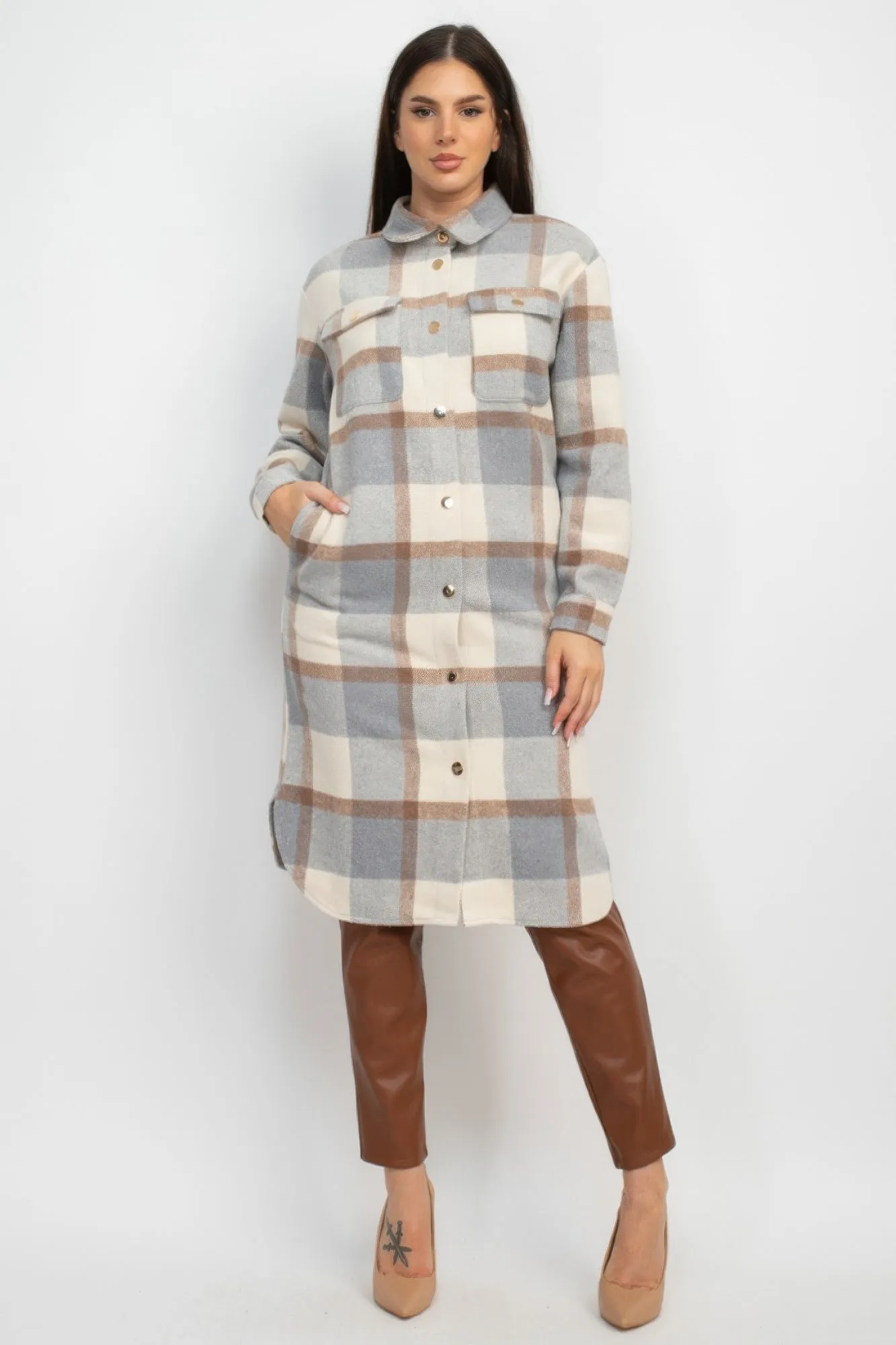 Plaid Buttoned Shacket Coat | 3 COLORS