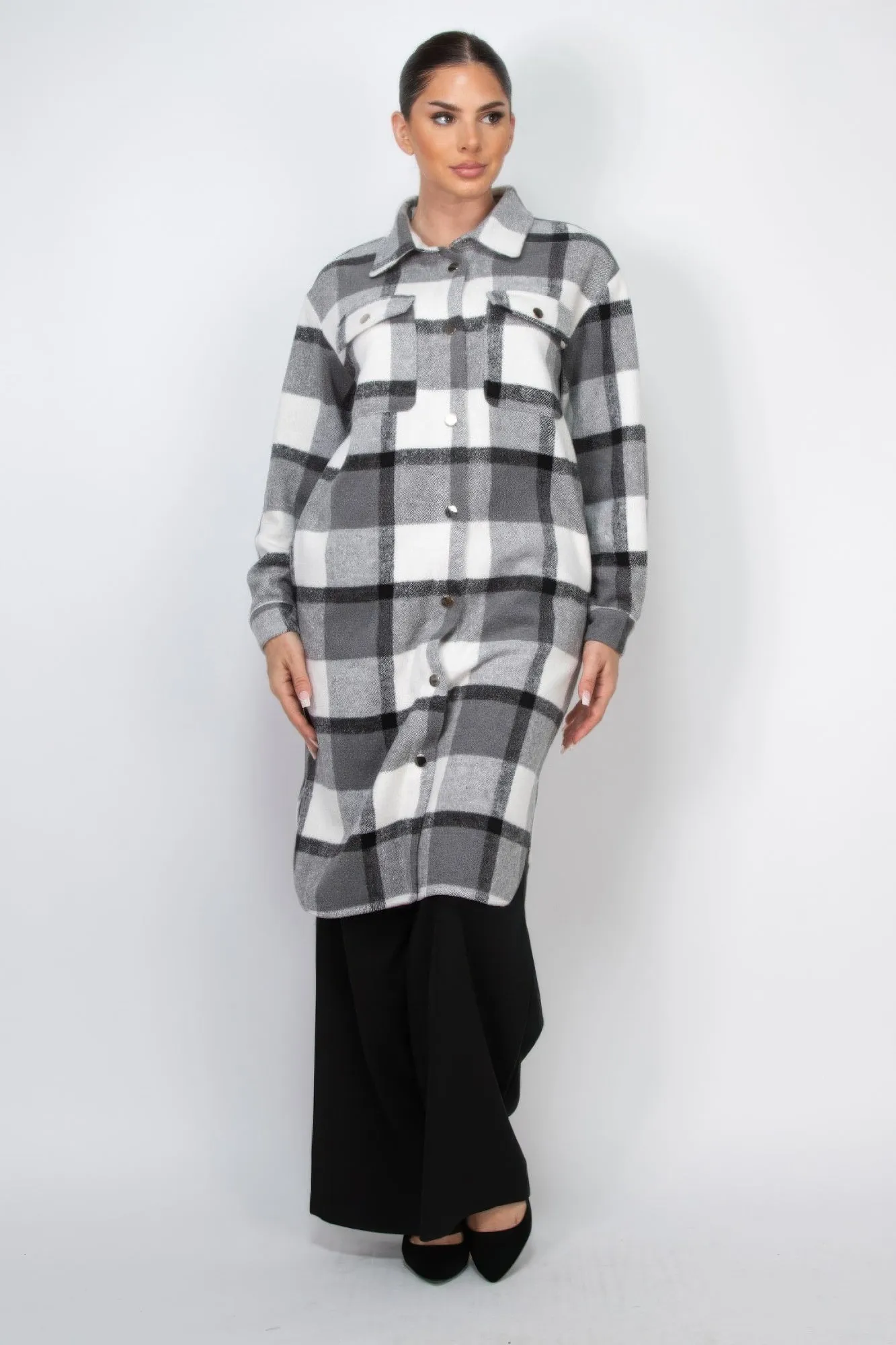 Plaid Buttoned Shacket Coat | 3 COLORS