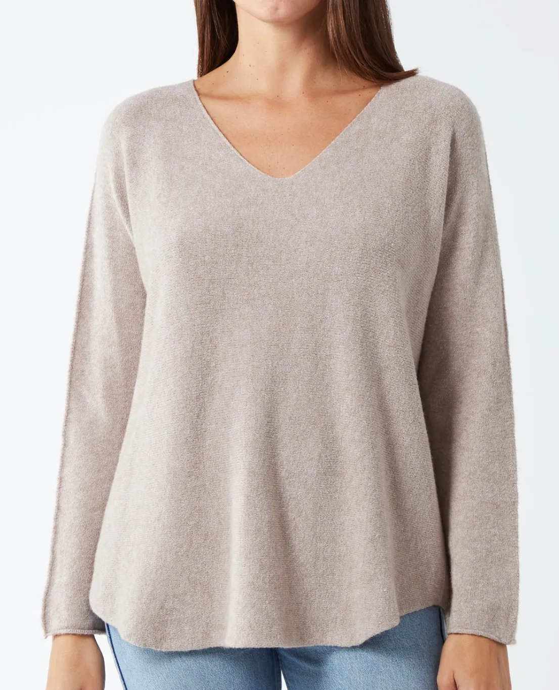 Plain V-Neck Jumper With Stitching Detail (12 Colours)