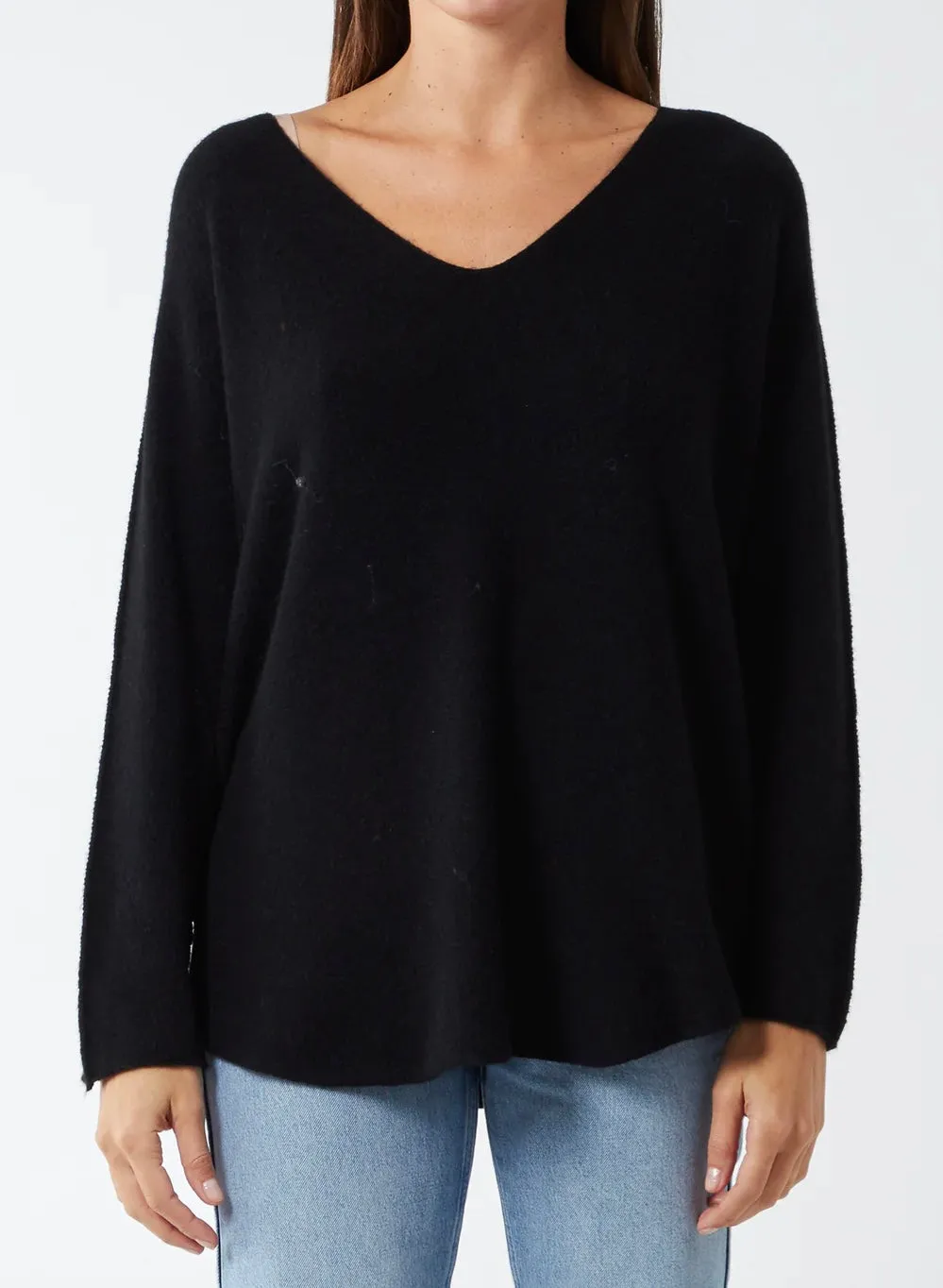 Plain V-Neck Jumper With Stitching Detail (12 Colours)