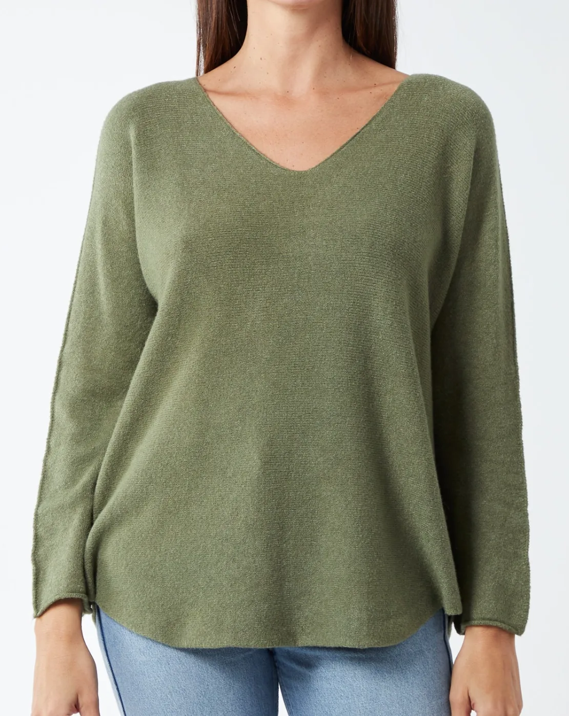 Plain V-Neck Jumper With Stitching Detail (12 Colours)