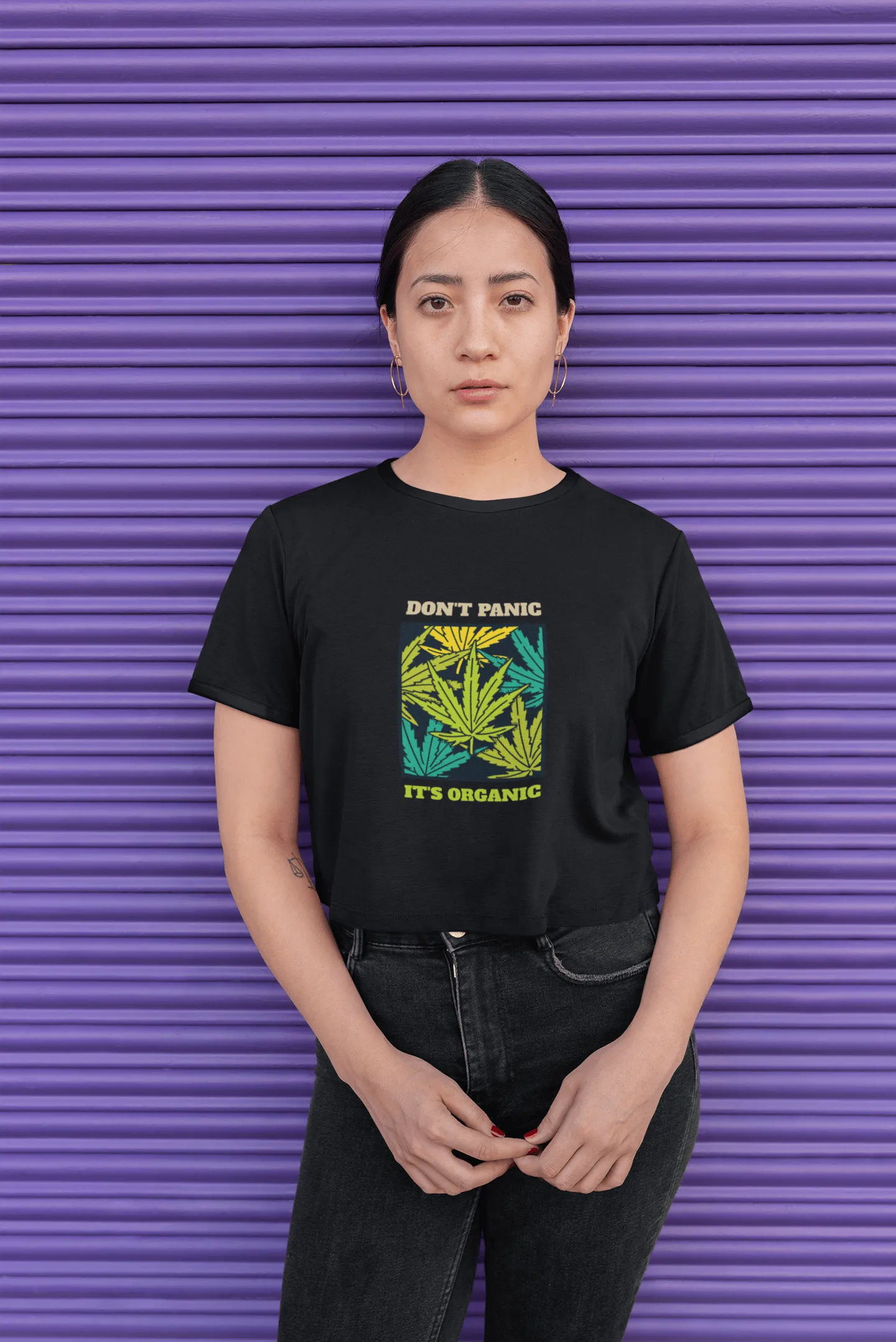 " DON'T PANIC, ITS ORGANIC " HALF SLEEVE CROP TOP'S