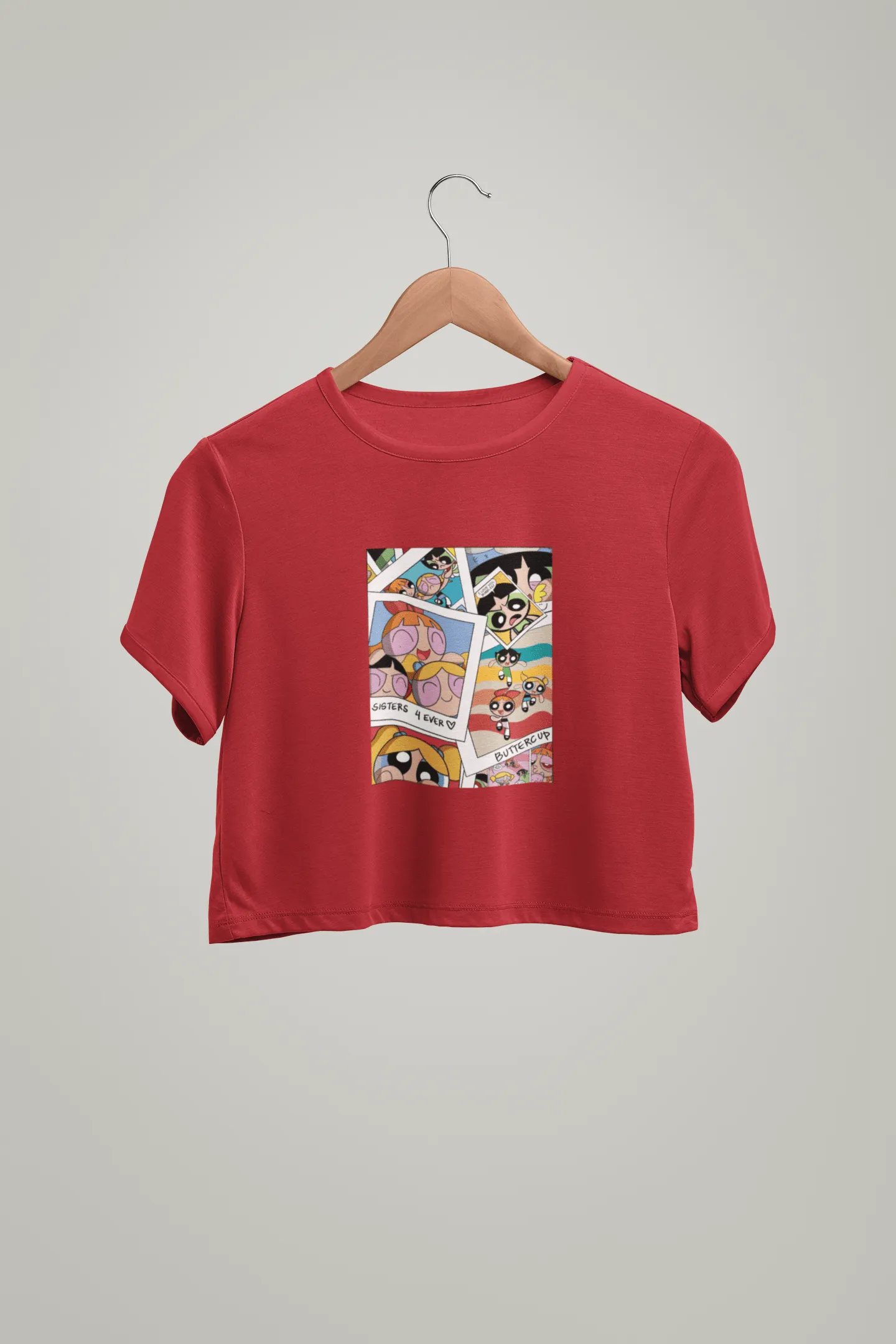 " SISTERS LOVE "- POWERPUFF GIRLS - HALF-SLEEVE CROP TOPS