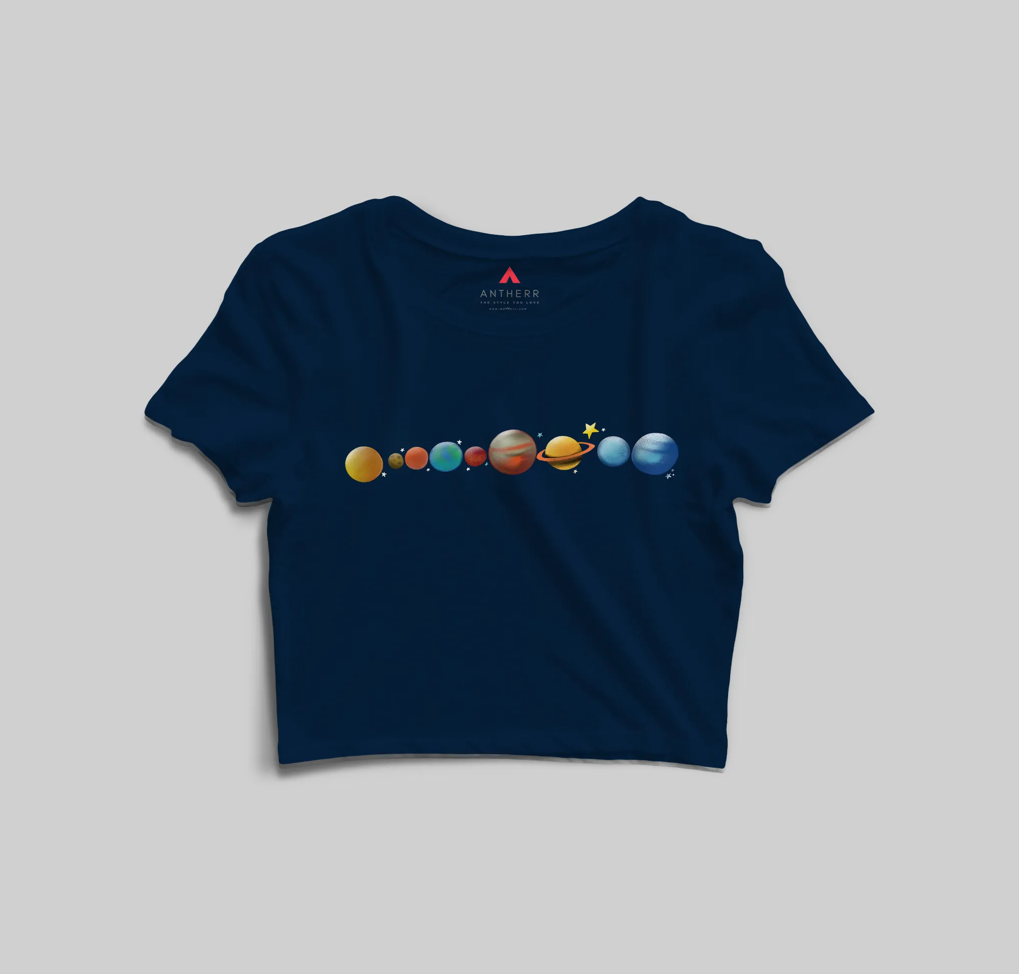 "PLANETS" - HALF-SLEEVE CROP TOP