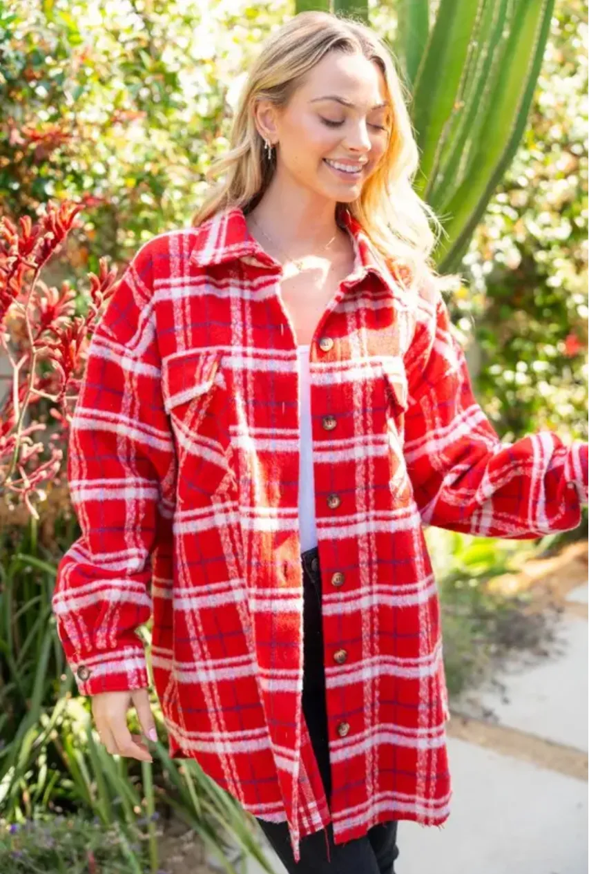 Red Plaid Holiday Shacket