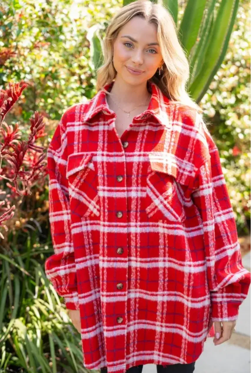 Red Plaid Holiday Shacket