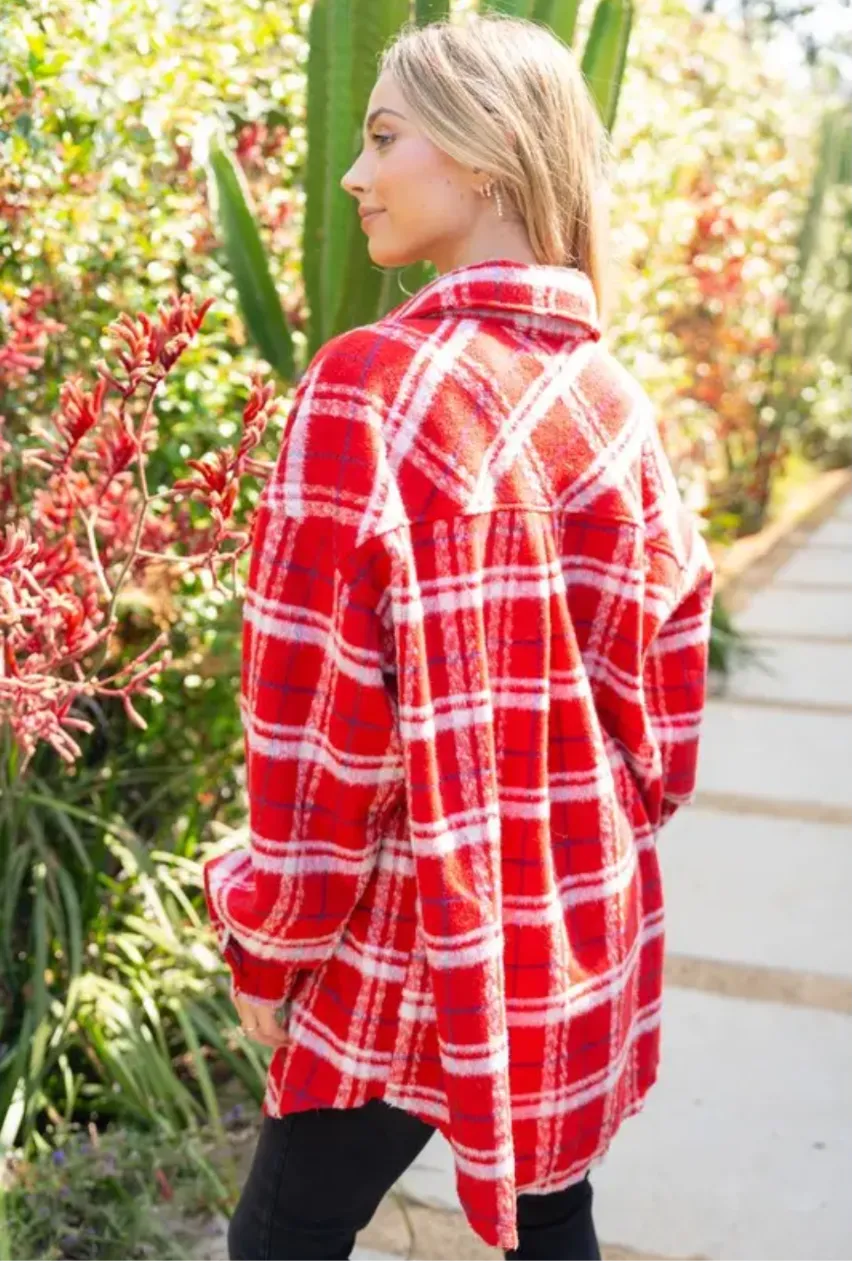 Red Plaid Holiday Shacket