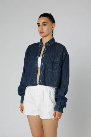 Rework Chambray Waist Crop - M