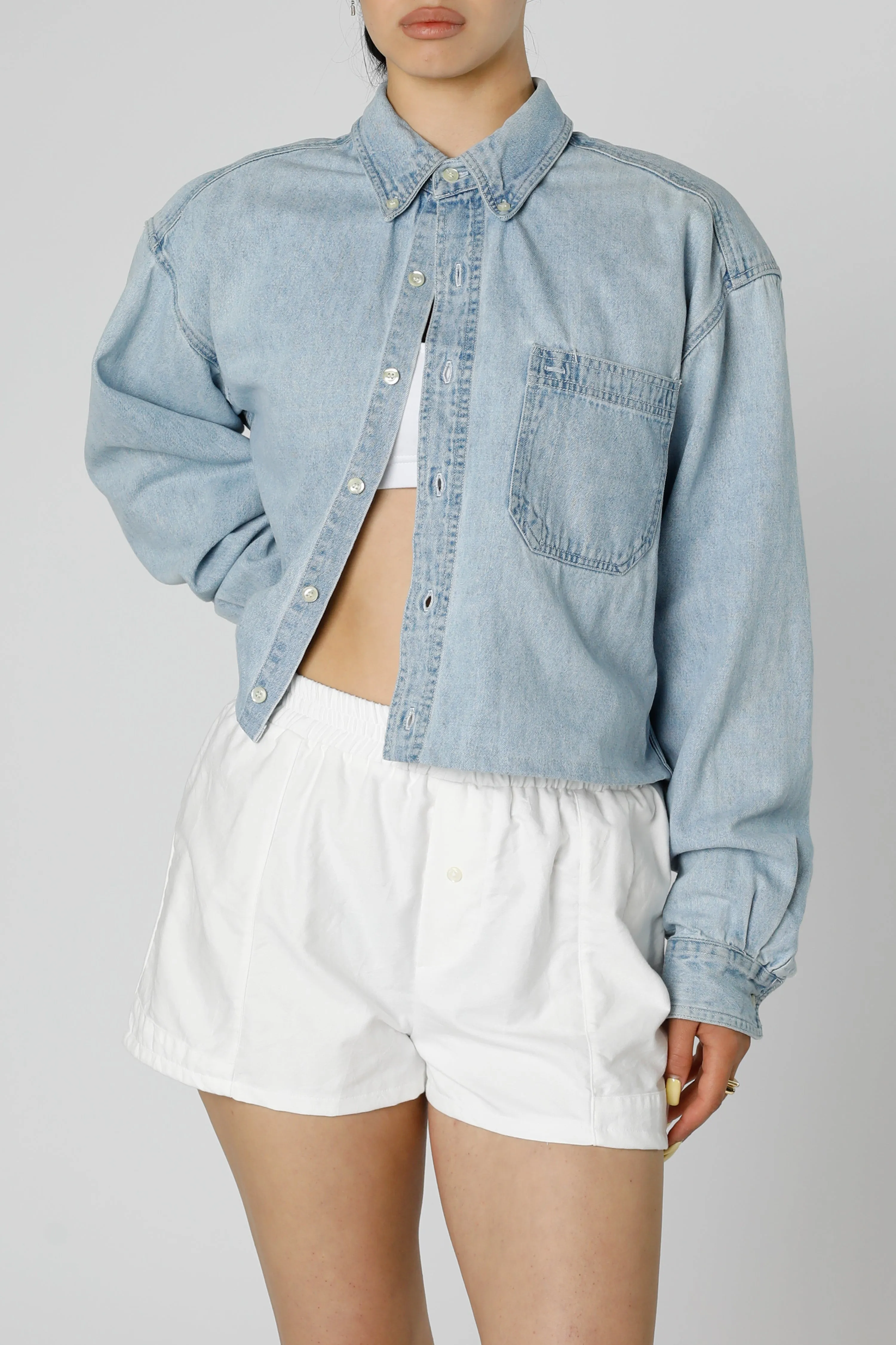 Rework Chambray Waist Crop - M