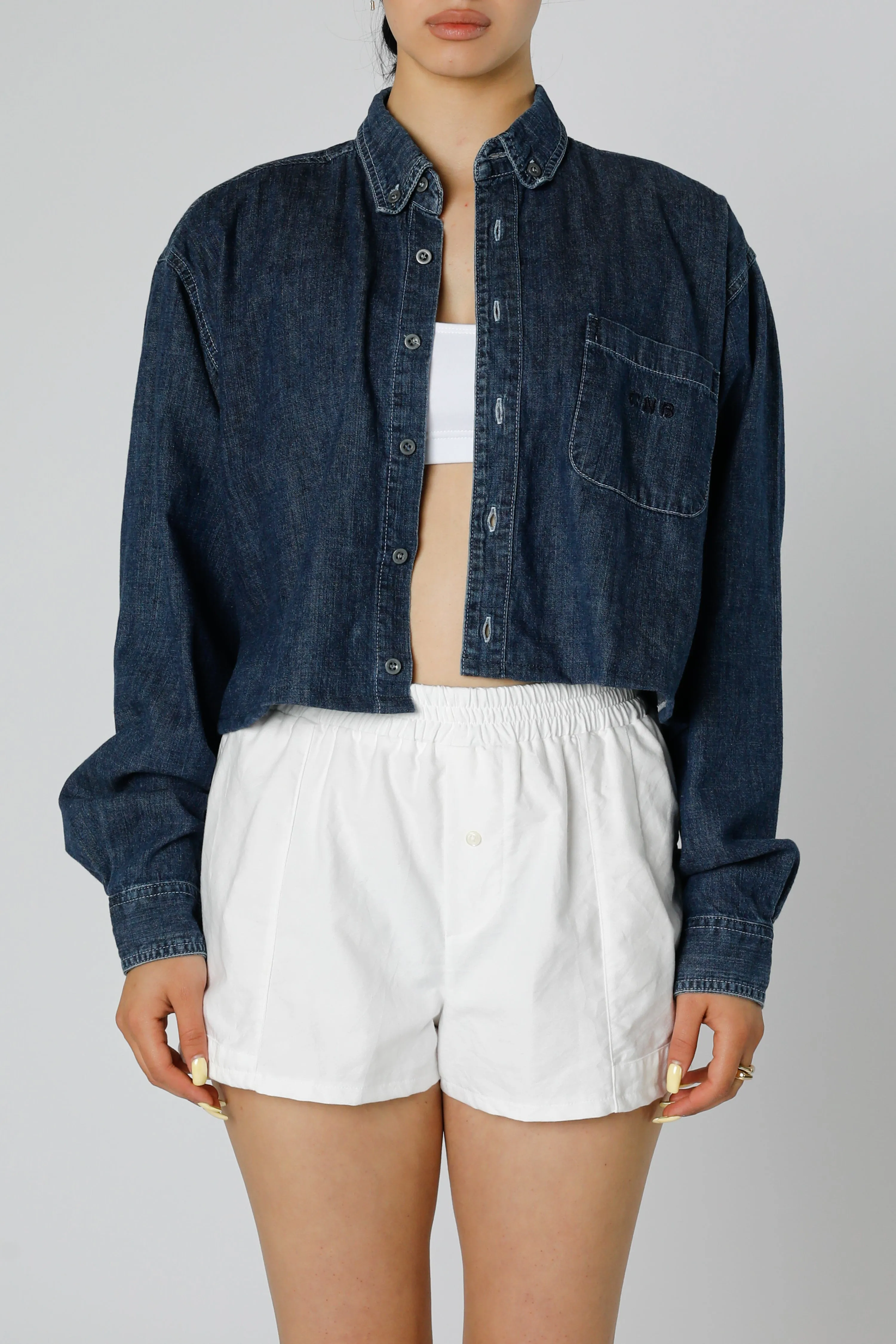 Rework Chambray Waist Crop - M