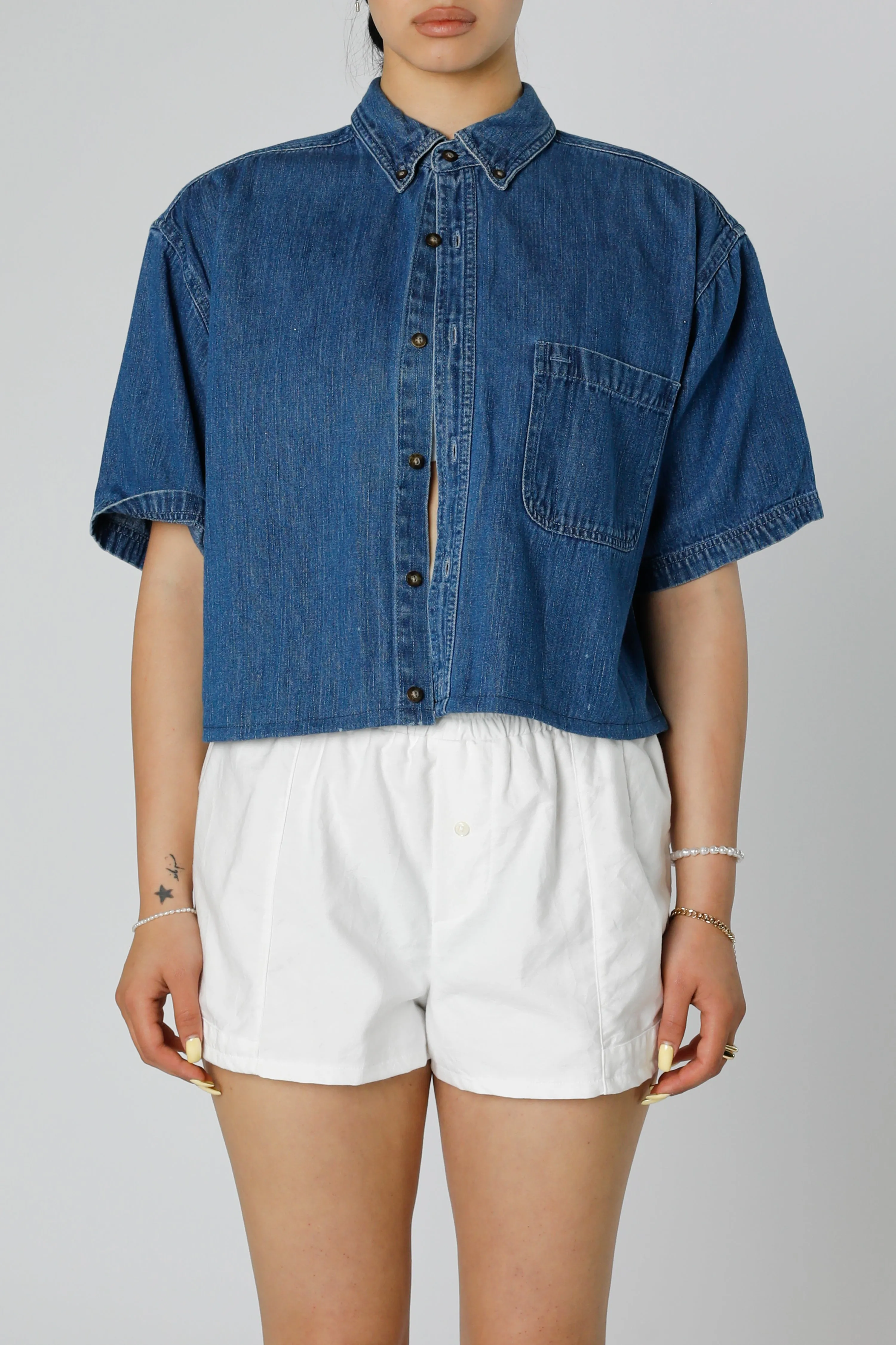 Rework Chambray Waist Crop - M