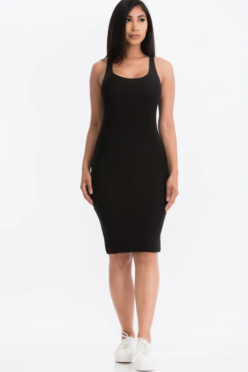 Ribbed Back Slit Bodycon Dress (CAPELLA)