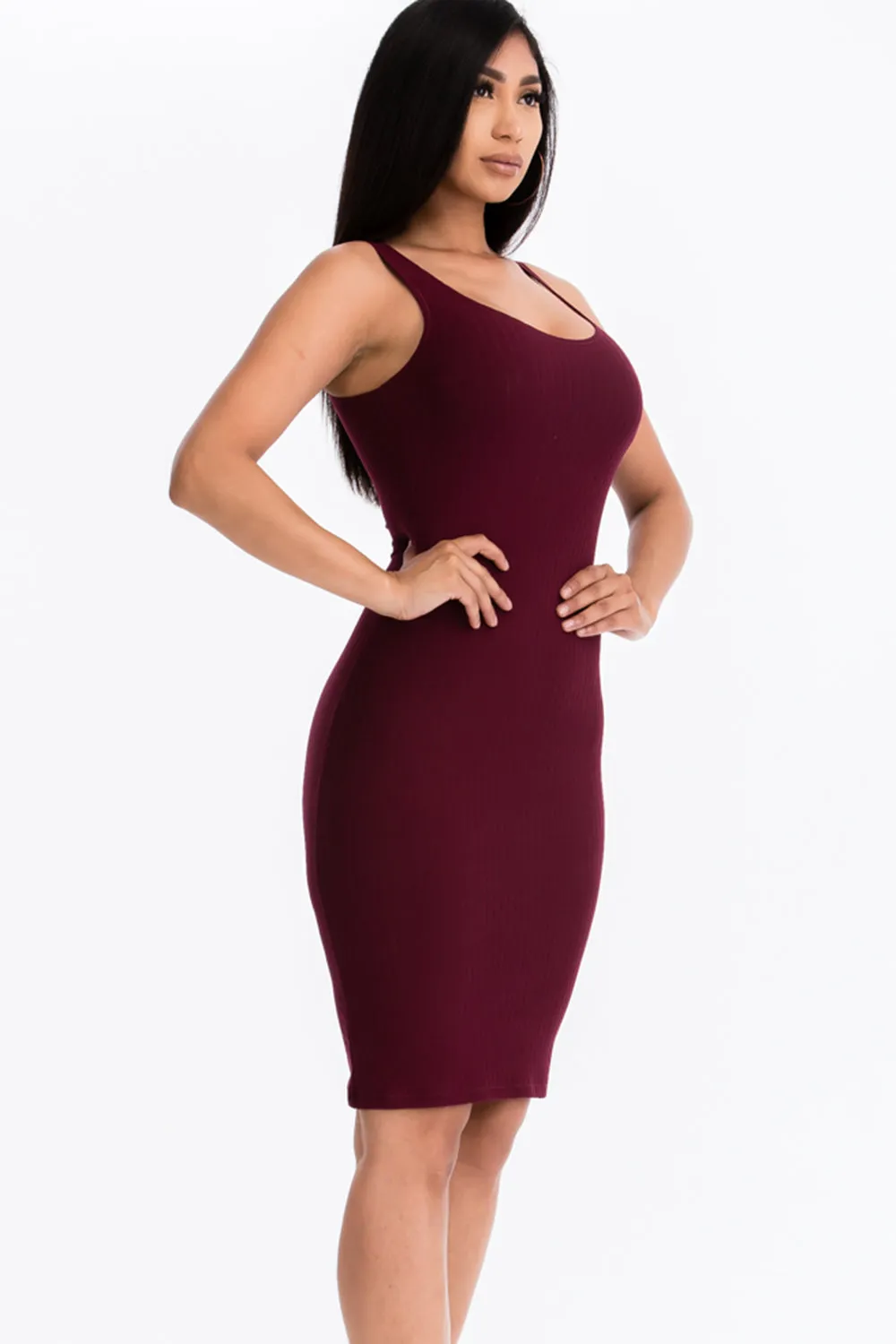 Ribbed Back Slit Bodycon Dress (CAPELLA)