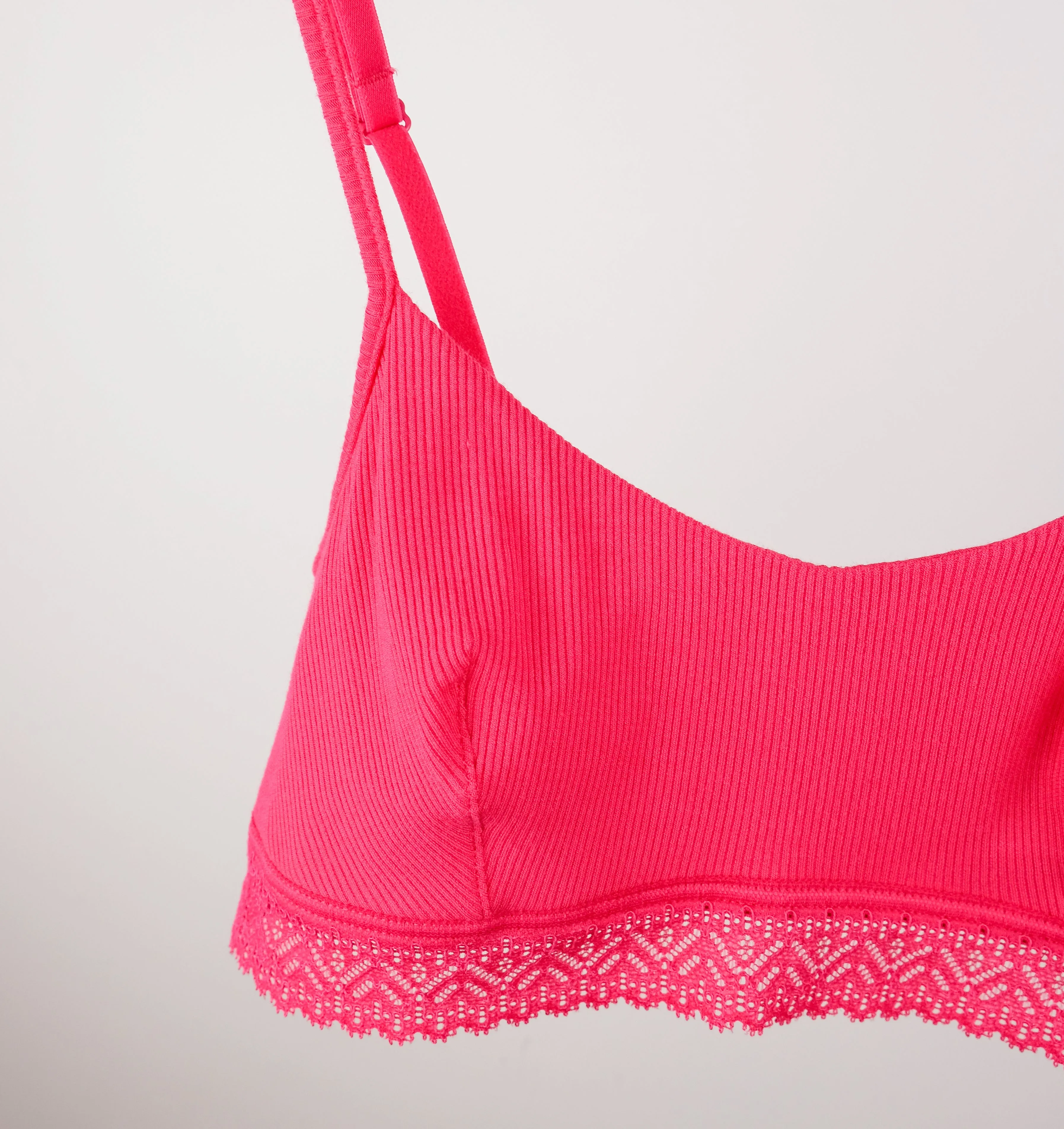 Ribbed modal & cotton bandeau crop [Fuchsia]