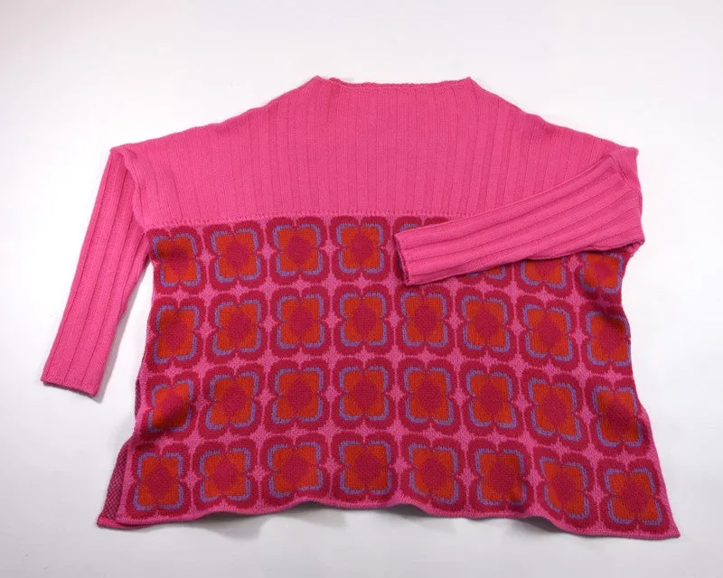 Ribbed Retro Daisy Jumper - Fiesta, amethyst, chianti and papaya - Linda Wilson