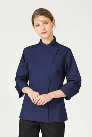 Rosemary Female Navy Blue Chef Jacket, Long Sleeve