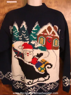 Santa in his Sleigh Tacky Xmas Party Sweater