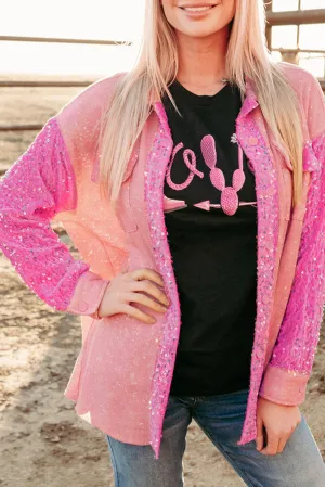 Sassy Shades Of Pink Sequin Shacket