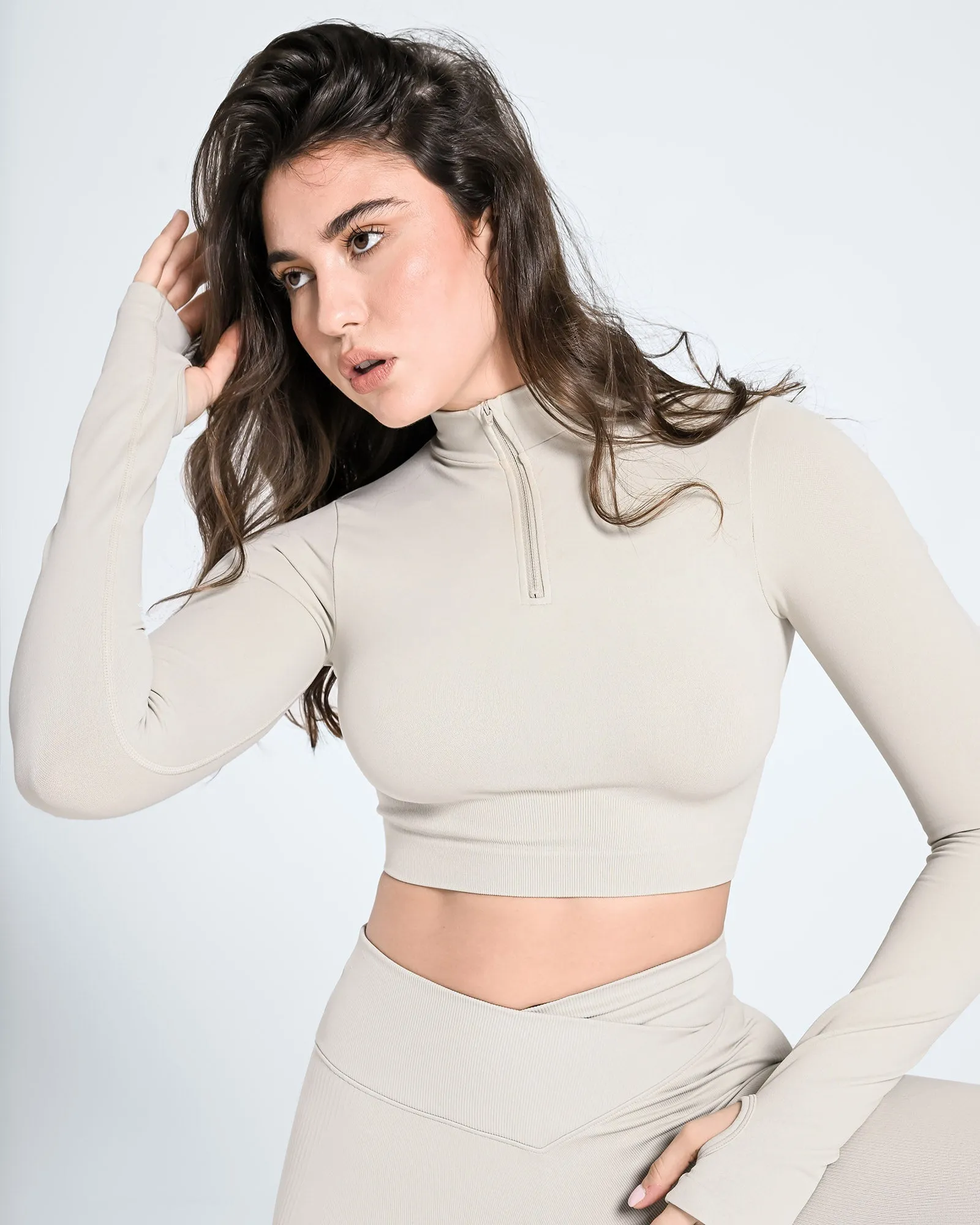 Seamless Half Zip Long Sleeve Top