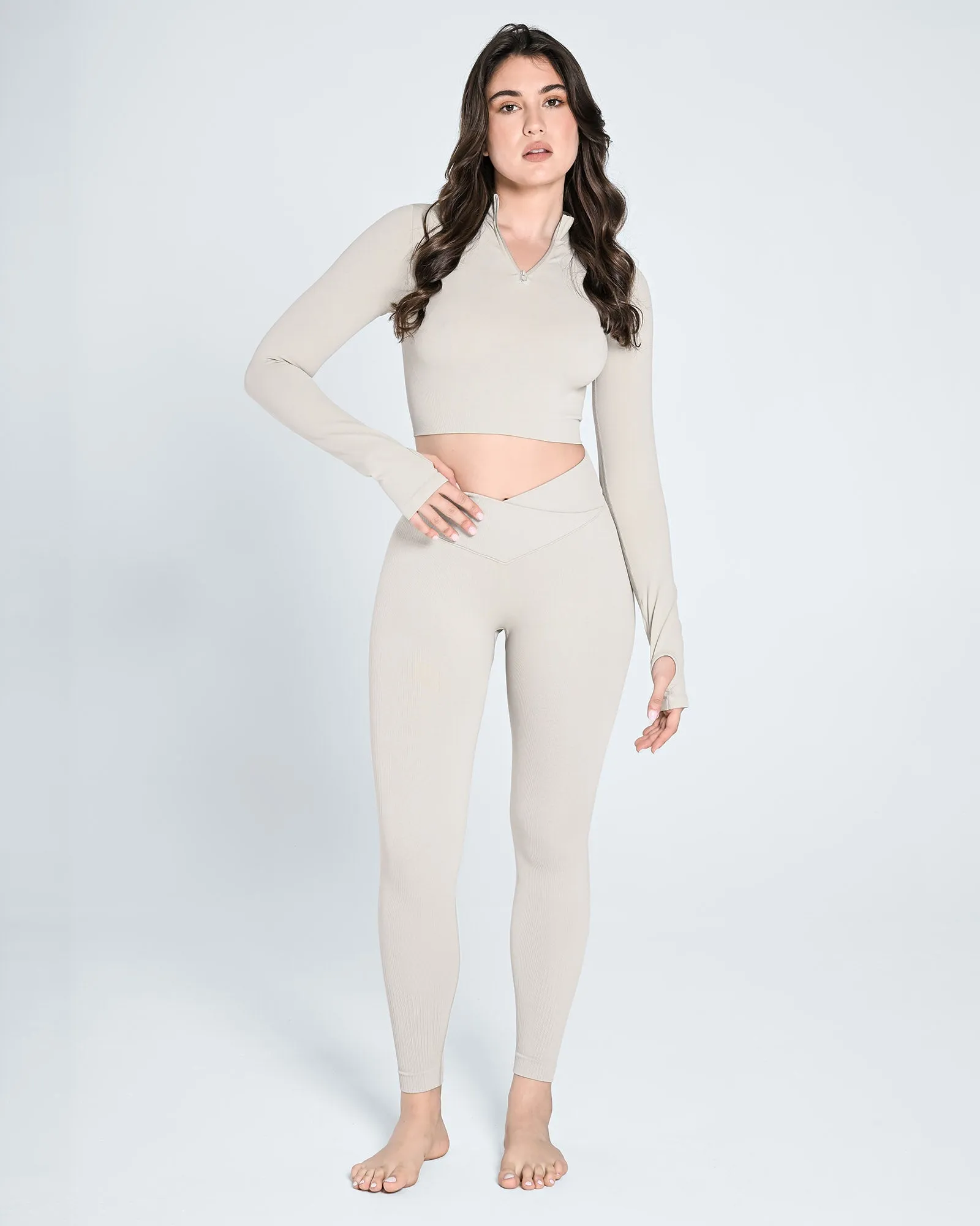 Seamless Half Zip Long Sleeve Top