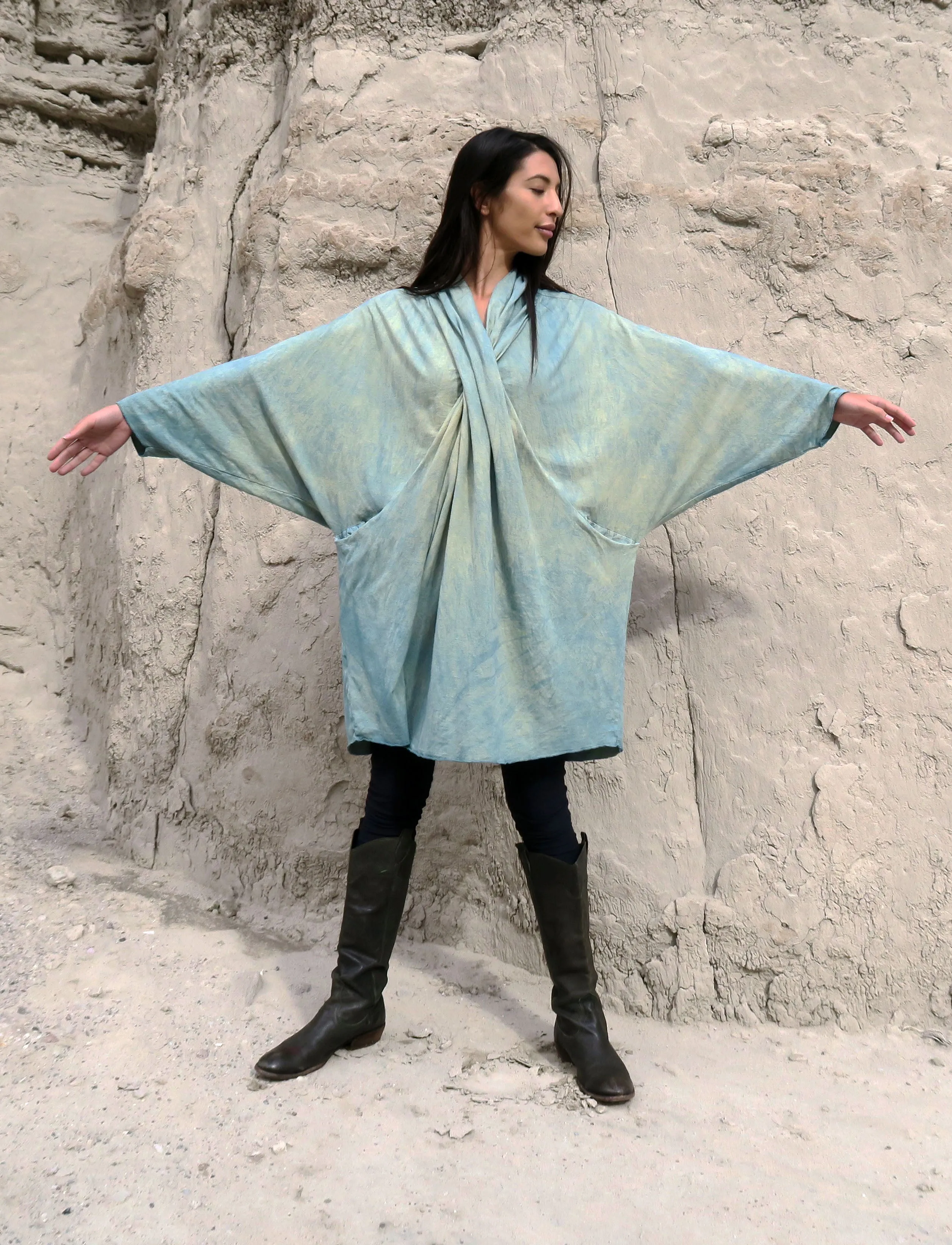 Shawl Collar Origami Short Kaftan