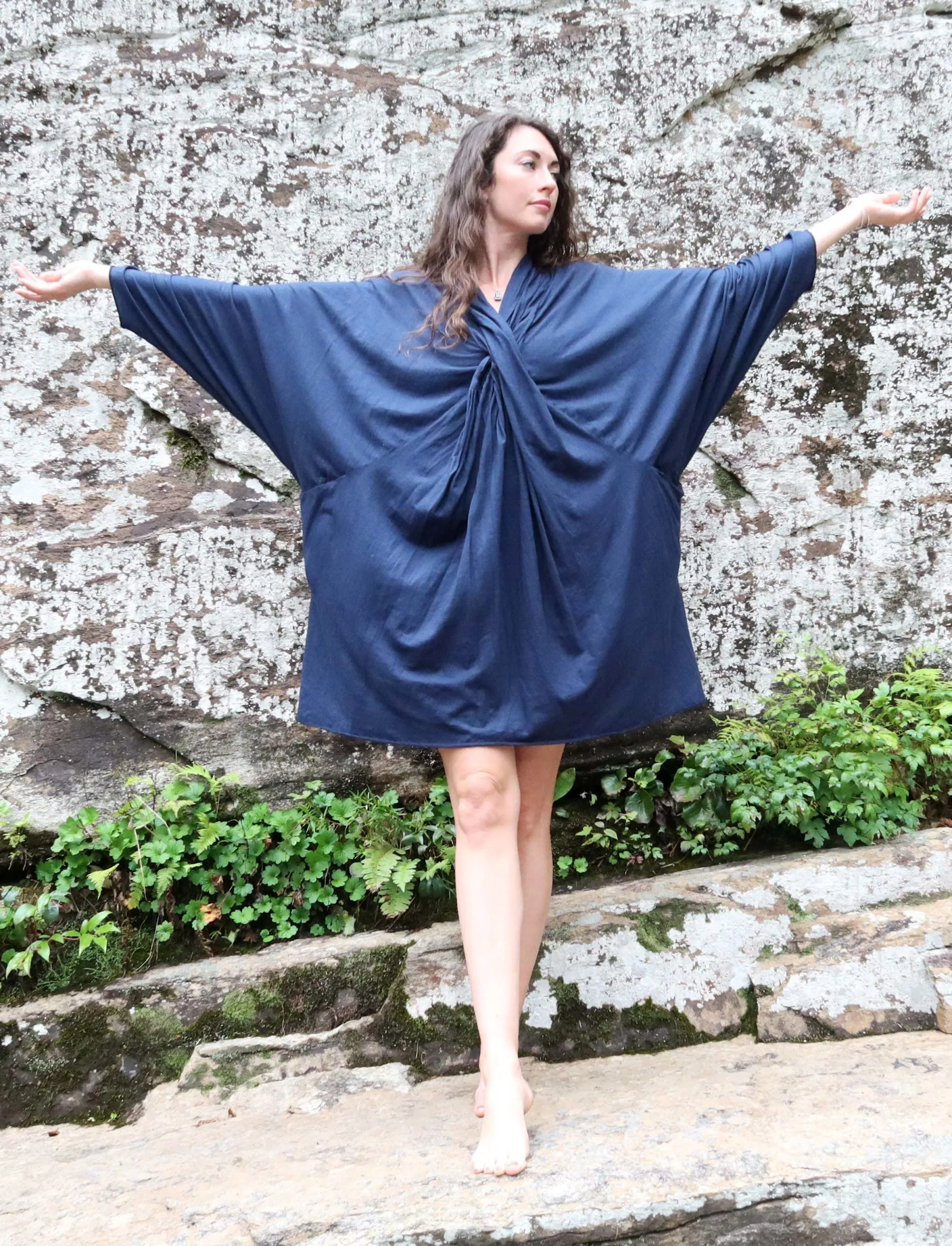 Shawl Collar Origami Short Kaftan