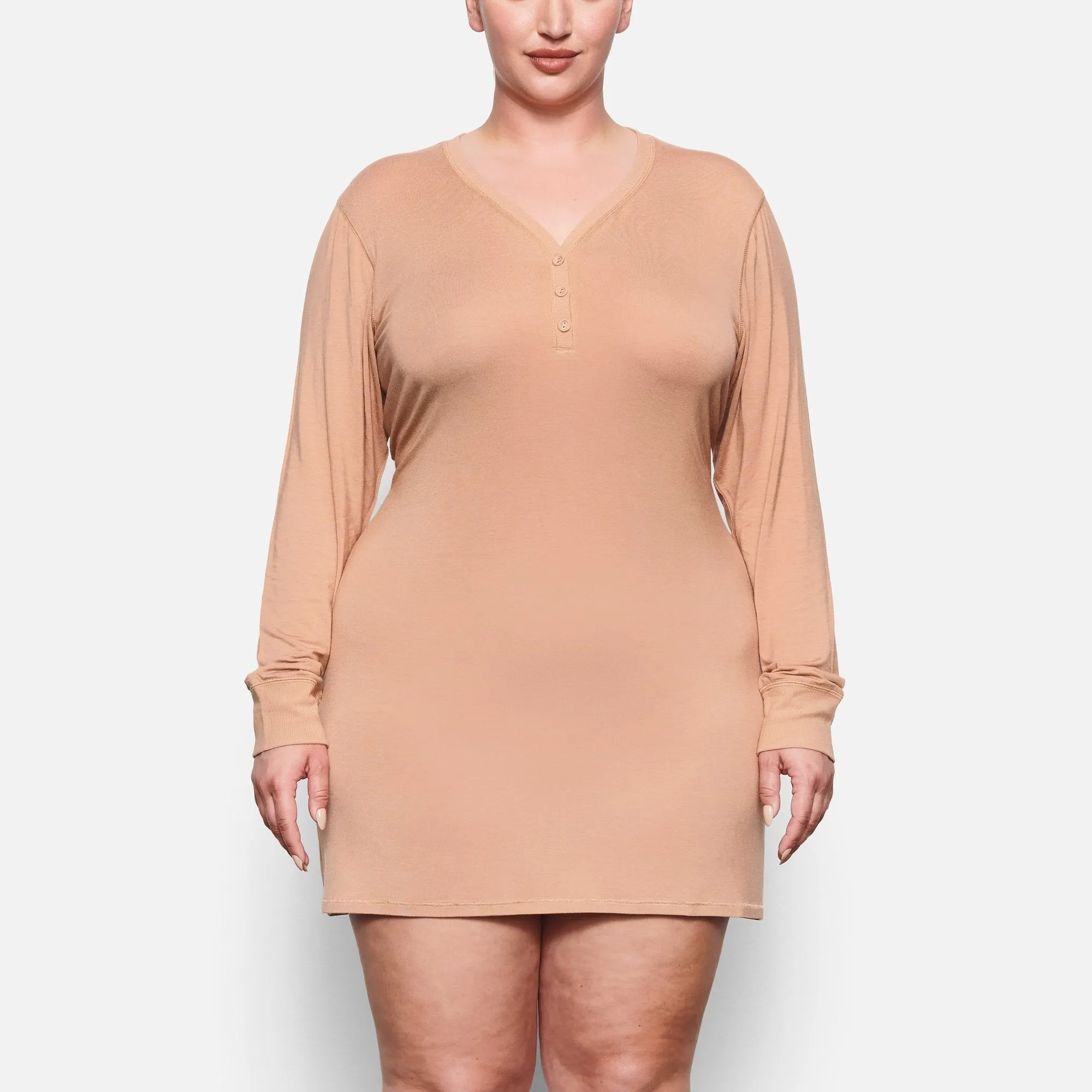 SLEEP HENLEY DRESS | OCHRE