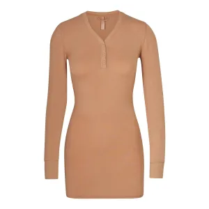 SLEEP HENLEY DRESS | OCHRE