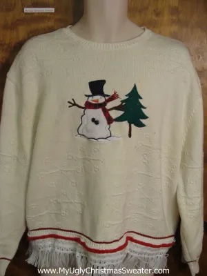 Snowman and Tree Ugly Christmas Jumper