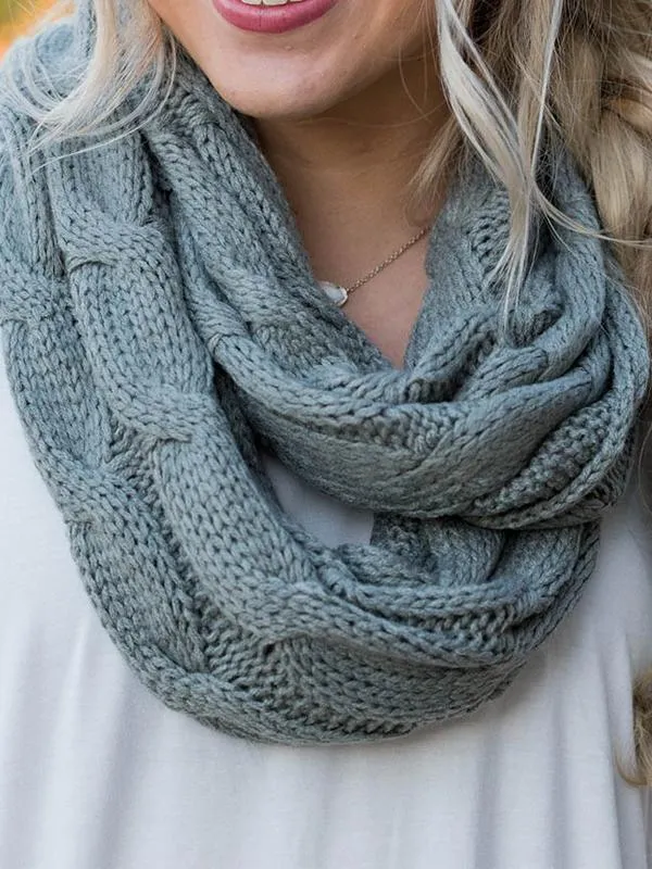 Solid Color Knit Circle Loop Scarf