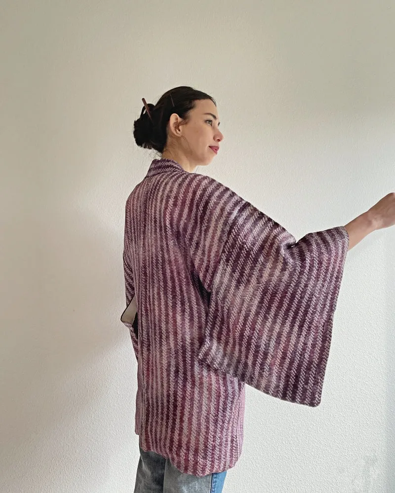 Stripe Shibori Haori Kimono Jacket