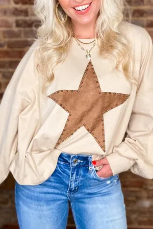 Studded Star Oversized Slouchy Sweater