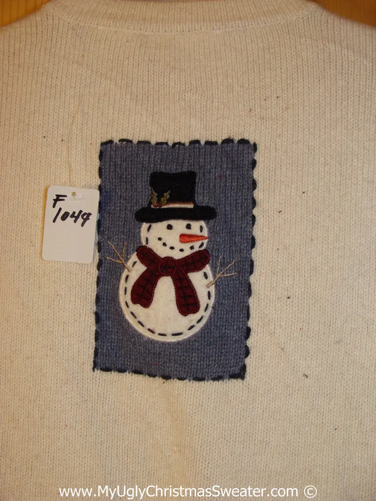 Tacky Holiday Sweater with Snowman Friends and Snowflakes (f1049)